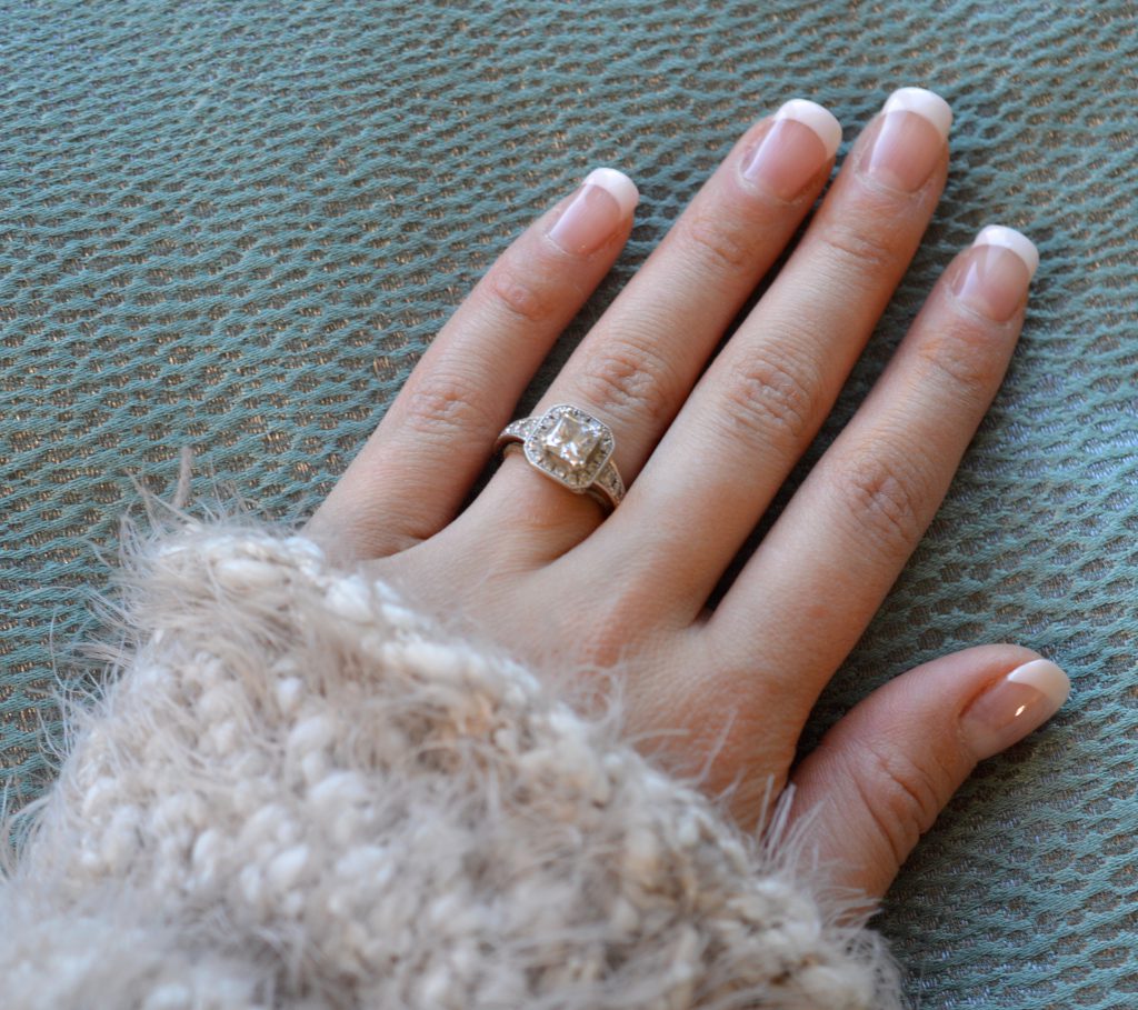 engagement ring french manicure