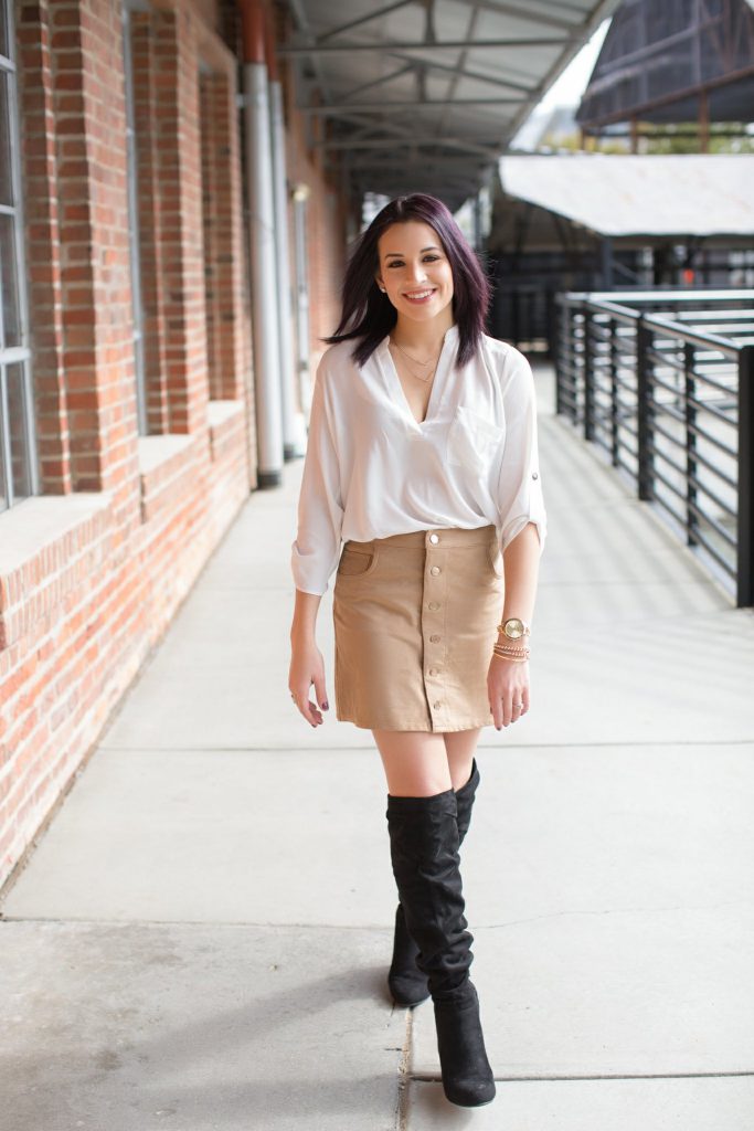 nordstrom white tunic express suede skirt black over the knee boots